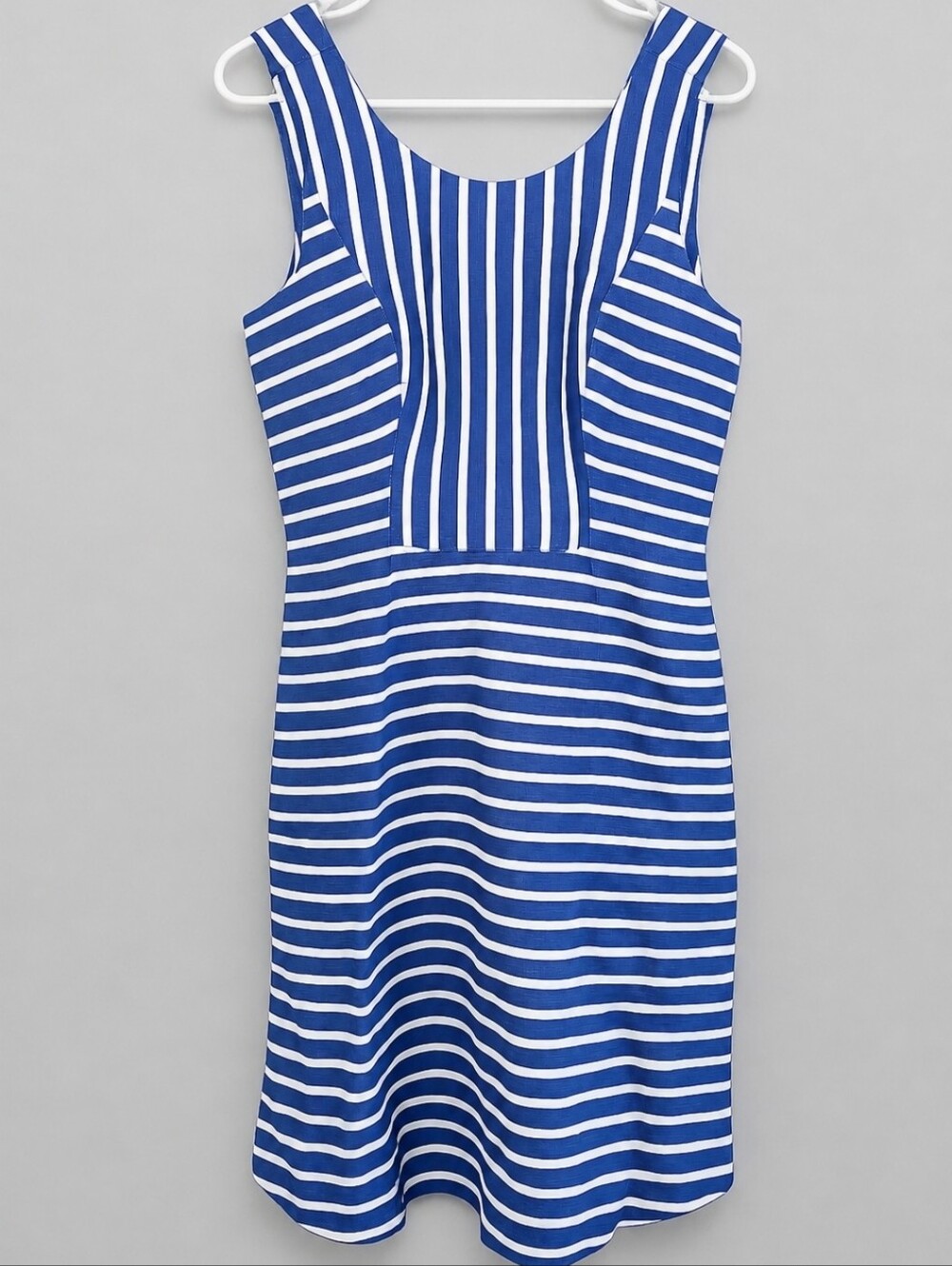 Vineyard Vines Linen Blend Fit Flare Dress Blue White Stripe Women's Size 8
